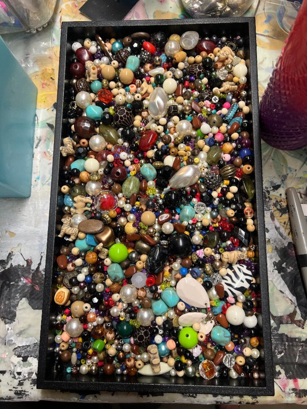 2 Pound Acrylic Craft Bead Mix Lot 1
